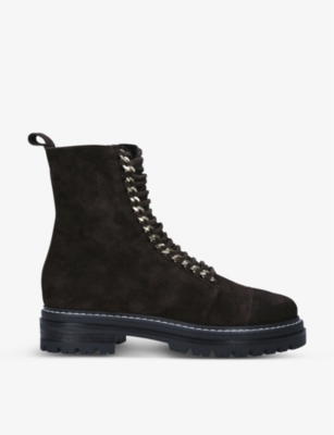 Carvela Sultry Chain Lace-up Suede Ankle Boots In Brown