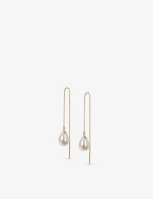 THE ALKEMISTRY: Vianna 18ct yellow gold and pearl drop earrings
