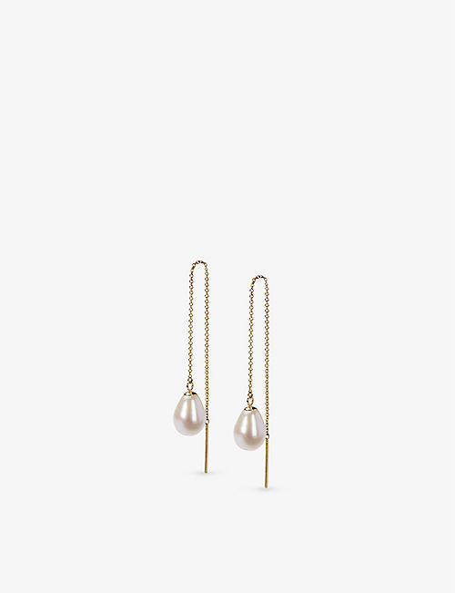 THE ALKEMISTRY: Vianna 18ct yellow gold and pearl drop earrings
