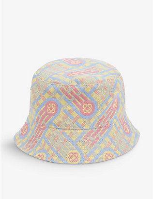 CASABLANCA: Monogram-print wide-brim wool bucket hat