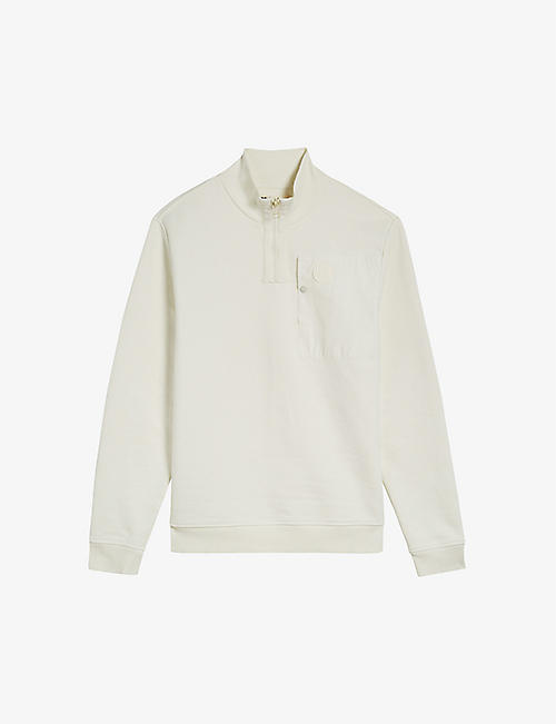 TED BAKER: Macha quarter-zip cotton-jersey sweatshirt