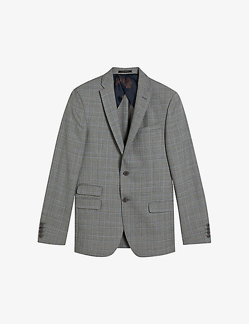 TED BAKER: Tynejs check wool-blend suit jacket