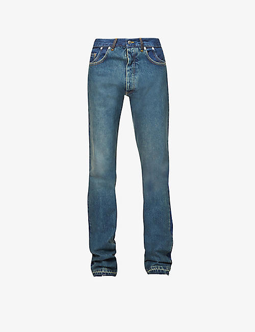 MAISON MARGIELA: Logo-embroidered regular-fit straight jeans