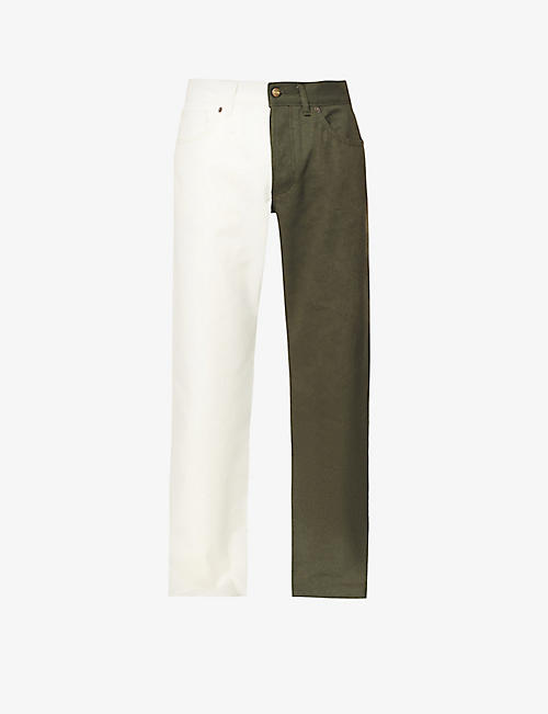 DIVISION: Split straight-leg cotton-twill trousers