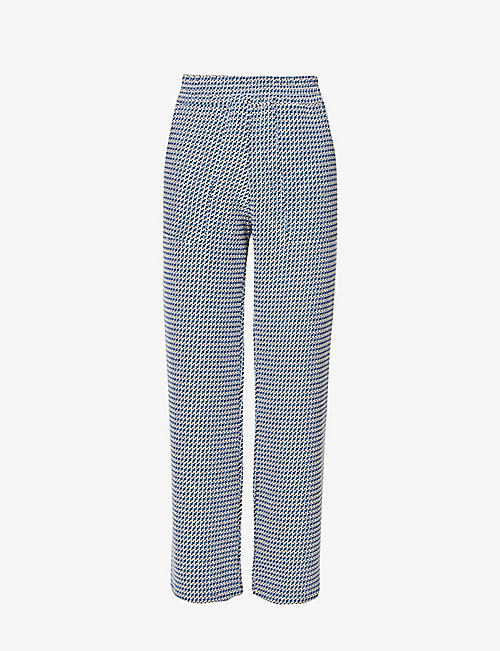 DIVISION: Geometric-pattern straight-fit high-rise woven trousers