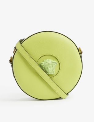 Versace La Medusa Round Leather Camera Bag In Green Gold | ModeSens