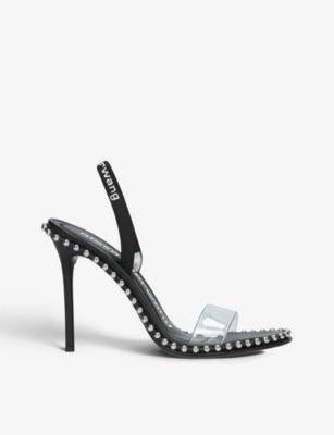 Alexander Wang Ladies Black Embellished Nova Studded PVC Logo Sandals, Size: EUR 36 / 3 UK WOMEN