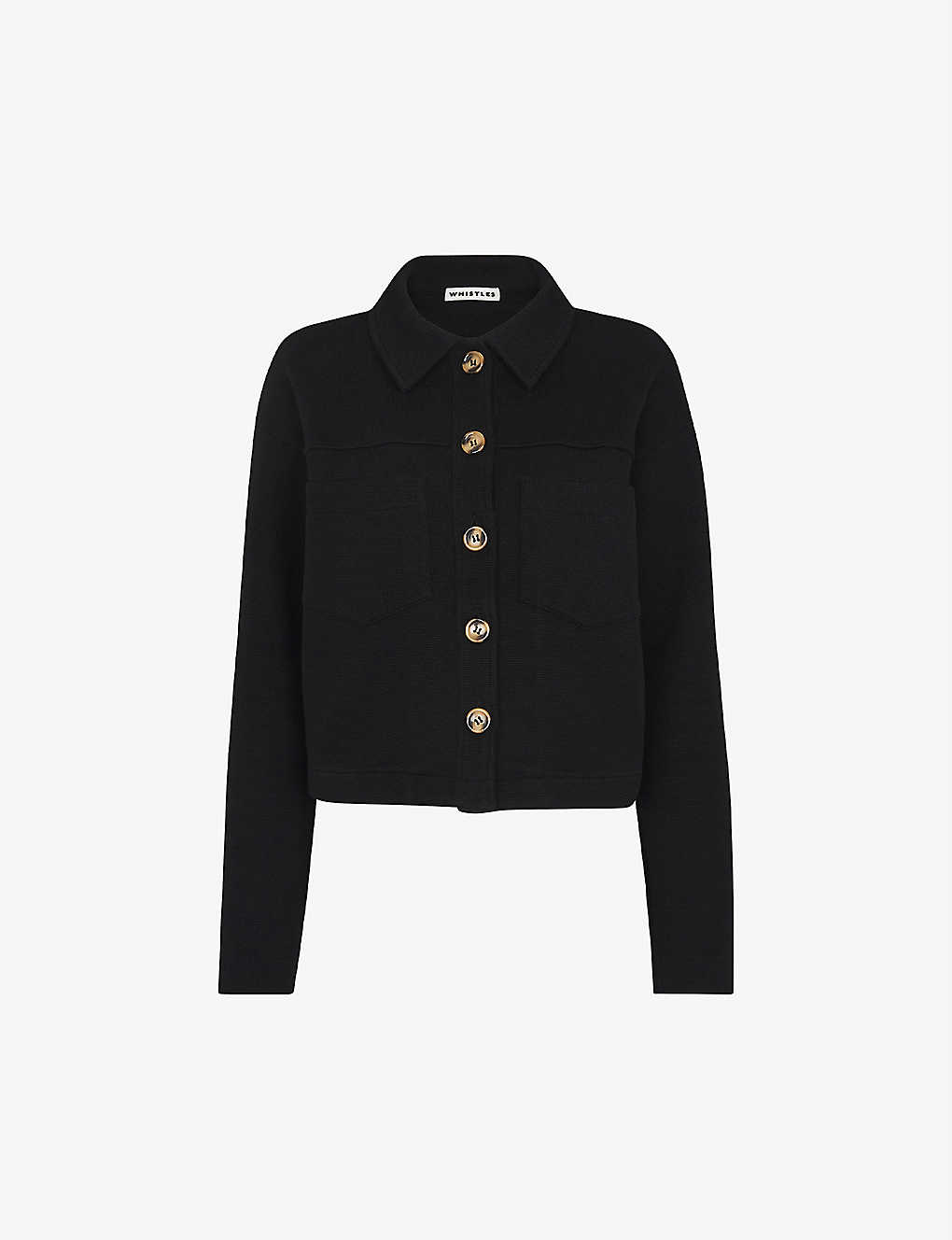 Whistles Utility Button-up Jersey Jacket In Black