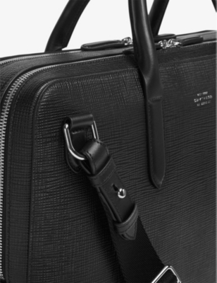 Shop Smythson Men's Black Panama Large Leather Briefcase