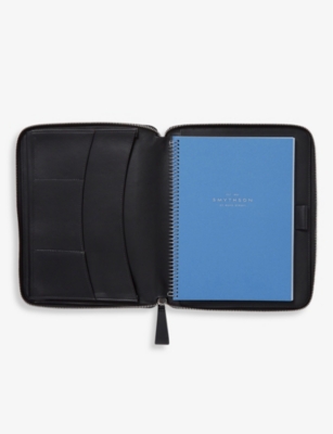 SMYTHSON: Ludlow branded leather A5 writing folder 19cm x 24cm