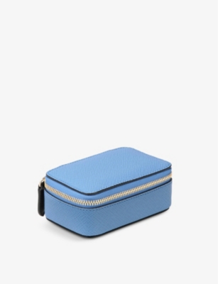 Smythson Panama Leather Trinket Case In Nile Blue