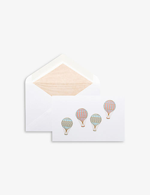 SMYTHSON: Hot Air Balloons engraved greetings card 10cm x 16cm