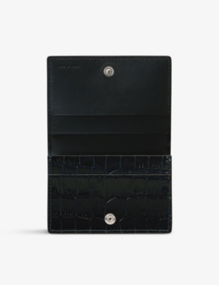 SMYTHSON: Croc-embossed folded leather purse