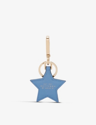 Shop Smythson Nile Blue Panama Star-shaped Leather Keyring