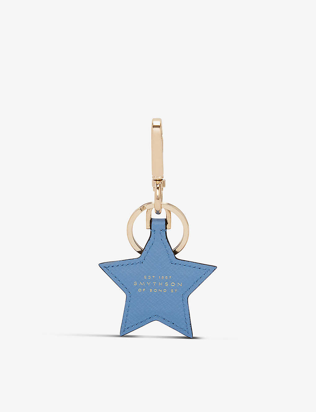 Shop Smythson Nile Blue Panama Star-shaped Leather Keyring