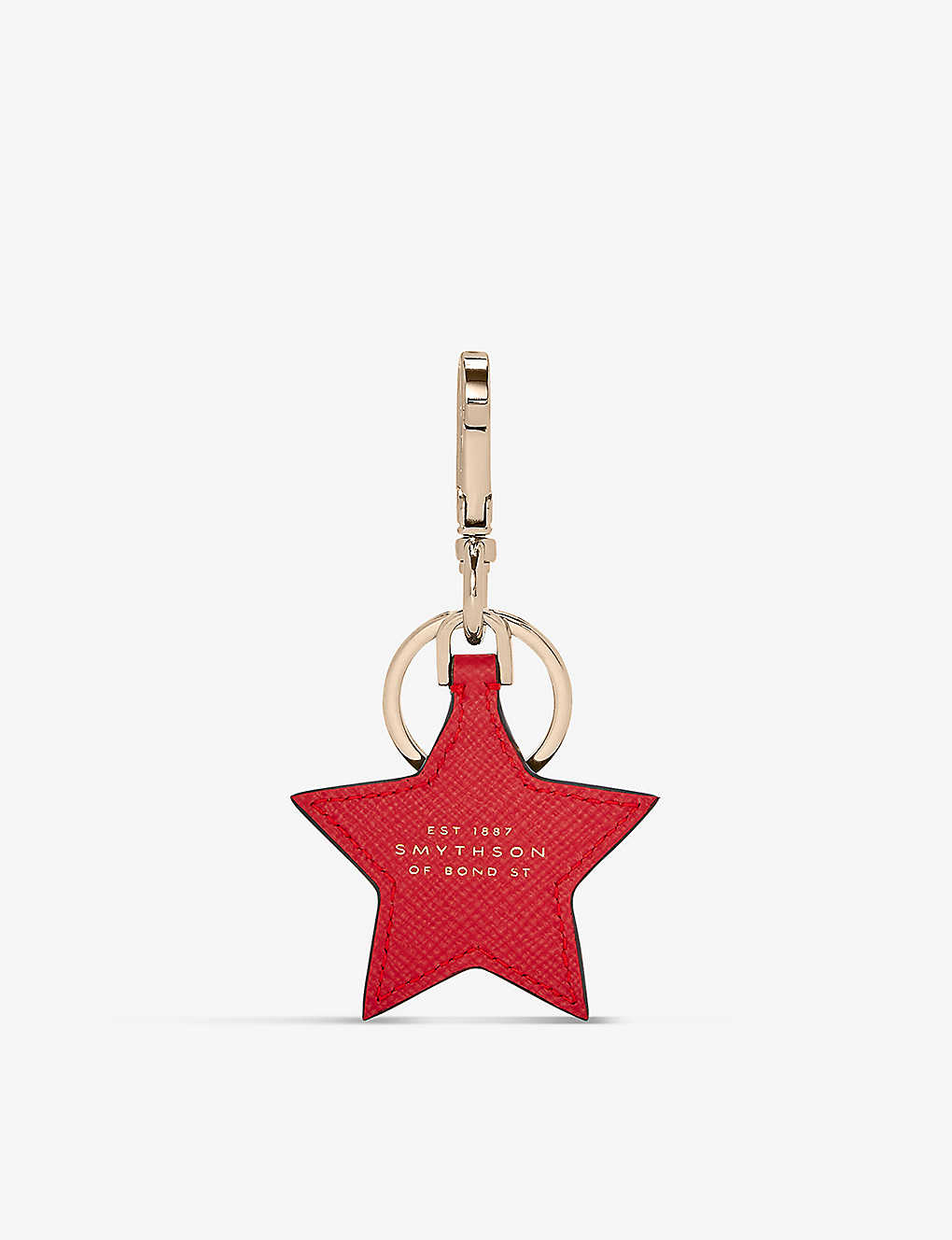 Shop Smythson Panama Star-shaped Leather Keyring In Scarlet Red