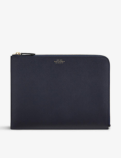 SMYTHSON: Panama grained leather pouch