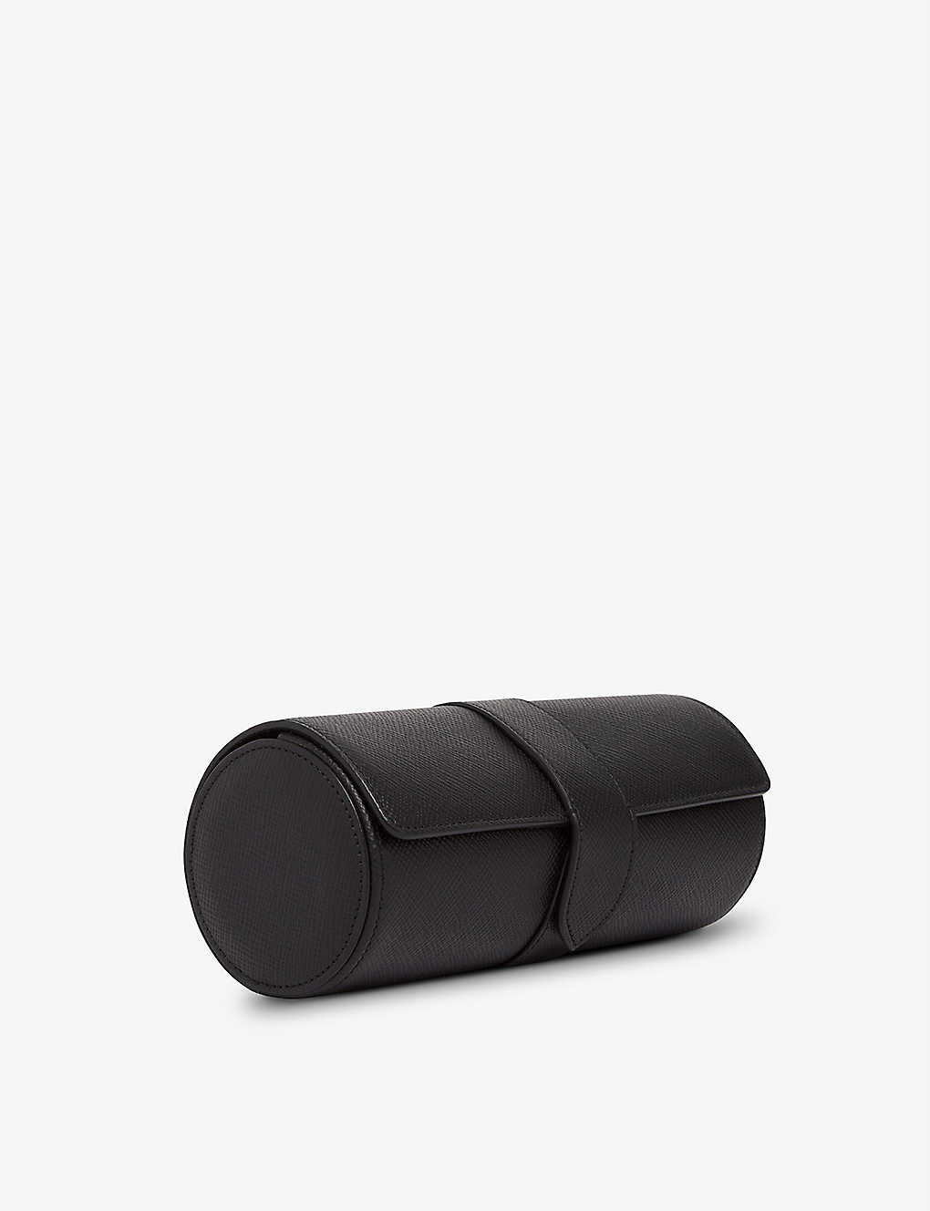 Smythson Panama Grained Leather Watch Roll In Black