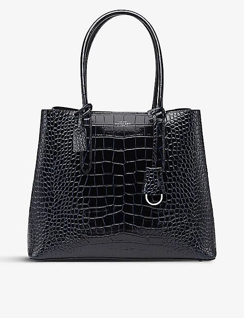 SMYTHSON: Mara croc-embossed leather handbag