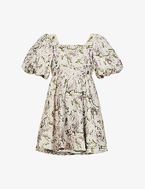 SISTER JANE: Meadow floral-print jacquard mini dress