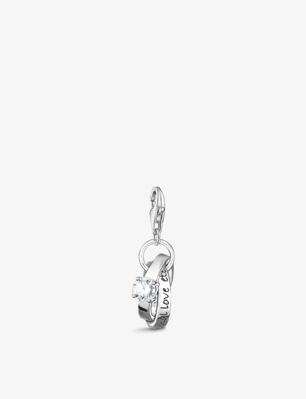 Wedding ring sterling-silver and cubic zirconia pendant charm