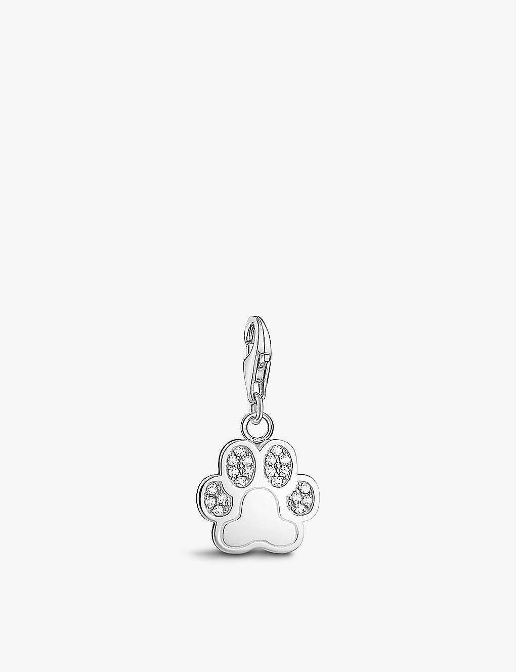 Thomas Sabo Paw Sterling-silver And Cubic Zirconia Pendant Charm In White