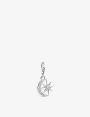 Thomas Sabo Star And Moon Sterling-silver And Zirconia Pendant Charm In White