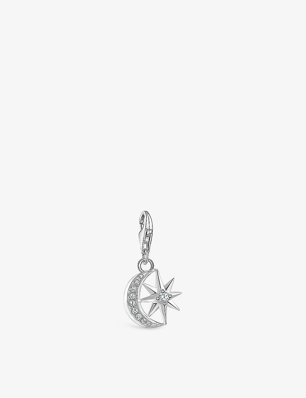 Thomas Sabo Star And Moon Sterling-silver And Zirconia Pendant Charm In White