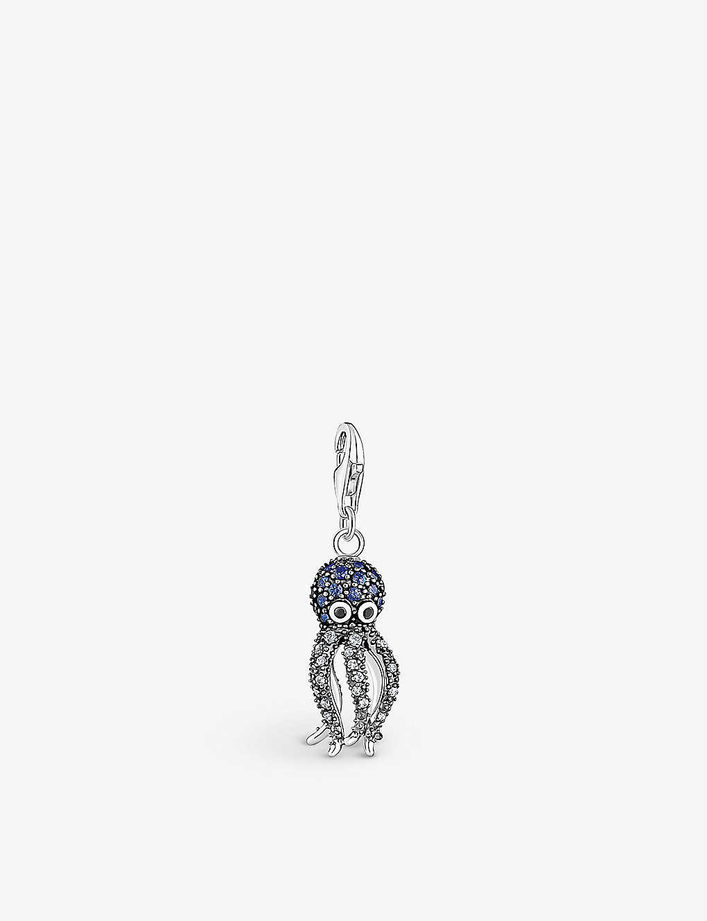 Thomas Sabo Octopus Sterling-silver And Zirconia Pendant Charm In Blue
