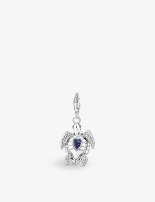 Thomas Sabo Turtle Sterling-silver And Gemstone Charm Pendant In Blue