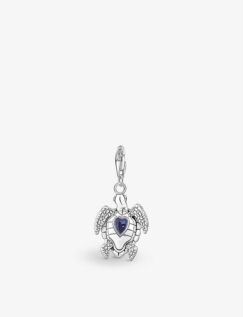 Thomas Sabo Turtle Sterling-silver And Gemstone Charm Pendant In Blue