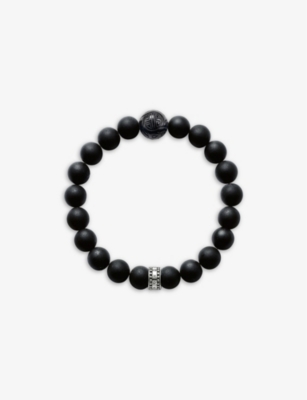 Thomas Sabo Beaded Sterling-silver And Obsidian Bracelet In Black