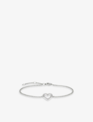 Thomas Sabo Heart-shaped Sterling-silver And Cubic Zirconia Bracelet In White