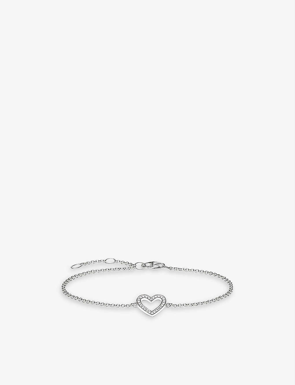 Thomas Sabo Heart-shaped Sterling-silver And Cubic Zirconia Bracelet In White