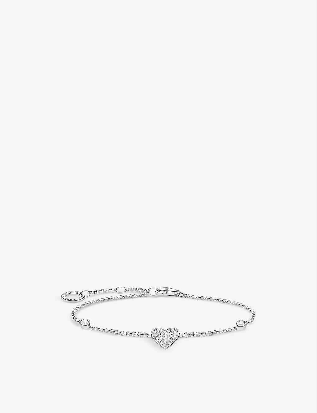 Thomas Sabo Heart-pendant Sterling-silver And Cubic Zirconia Bracelet In White