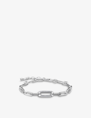 Thomas Sabo Links Sterling-silver And White Zirconia Chain Bracelet In Metallic