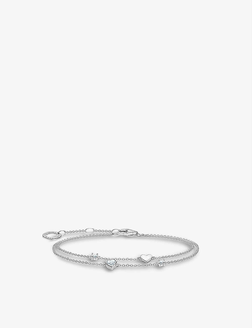 Thomas Sabo Hearts Sterling-silver And Cubic Zirconia Chain Bracelet In White