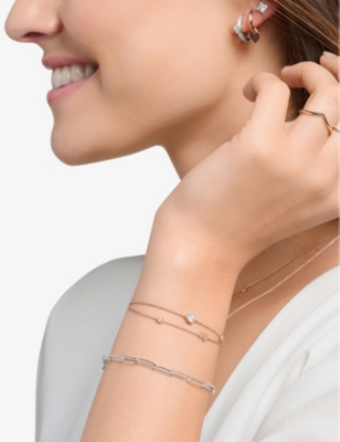 Thomas Sabo Heart-pendant 18ct Rose Gold-plated Sterling-silver And Zirconia Bracelet In White