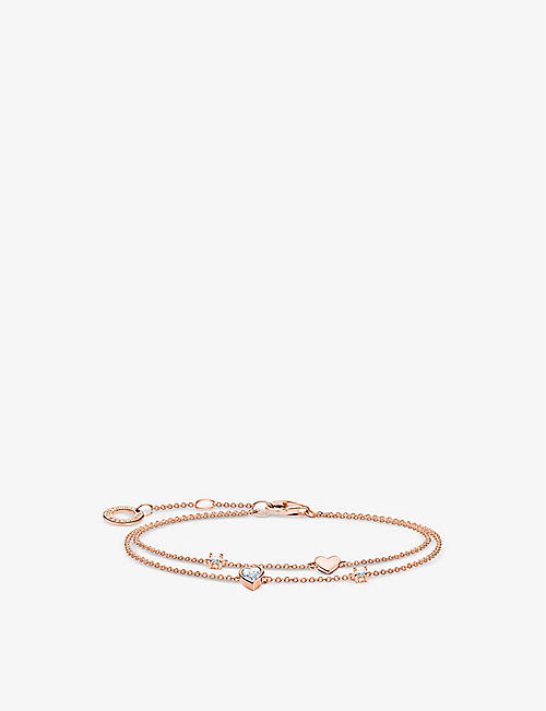 THOMAS SABO: Heart-pendant 18ct rose gold-plated sterling-silver and zirconia bracelet
