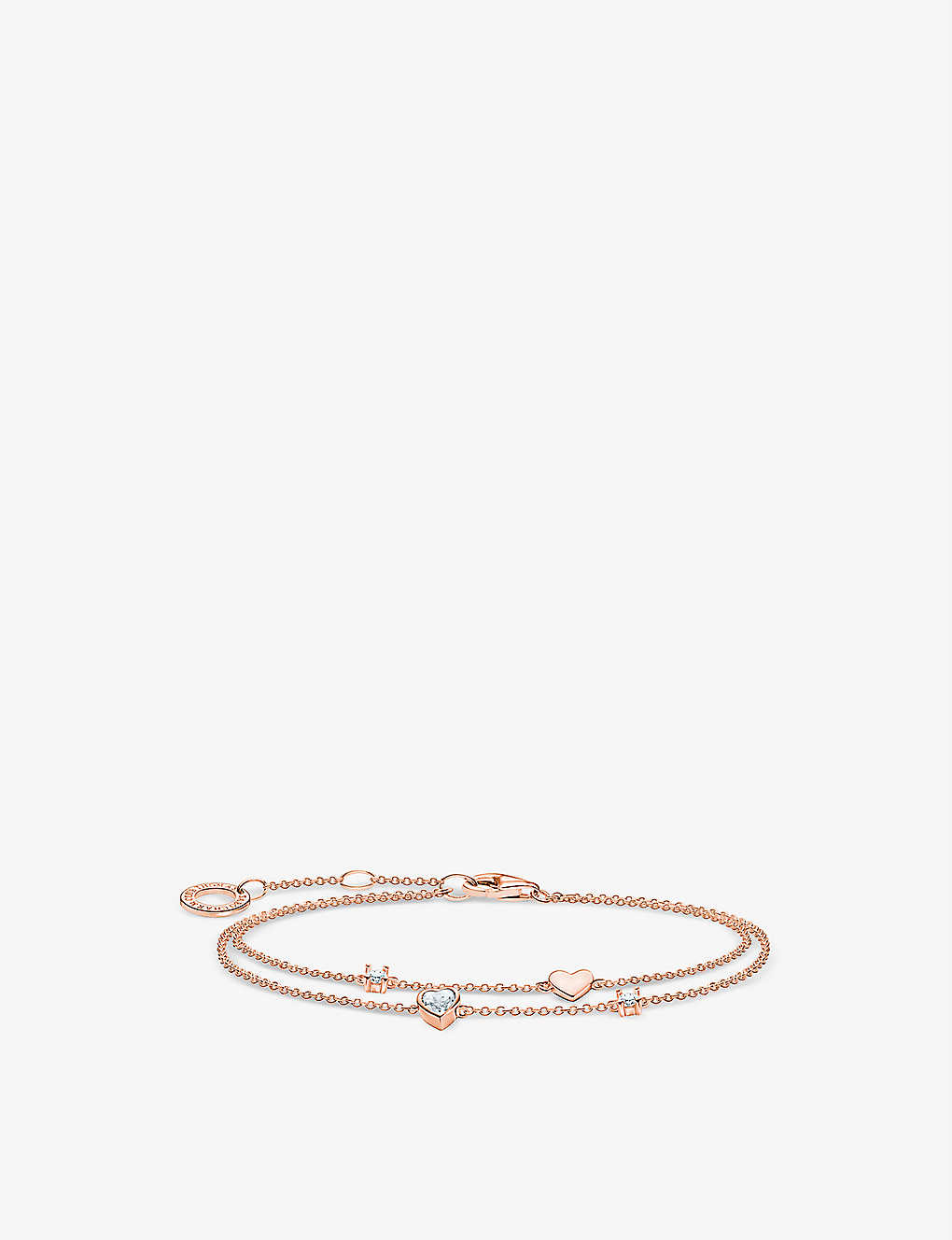 Thomas Sabo Heart-pendant 18ct Rose Gold-plated Sterling-silver And Zirconia Bracelet In White