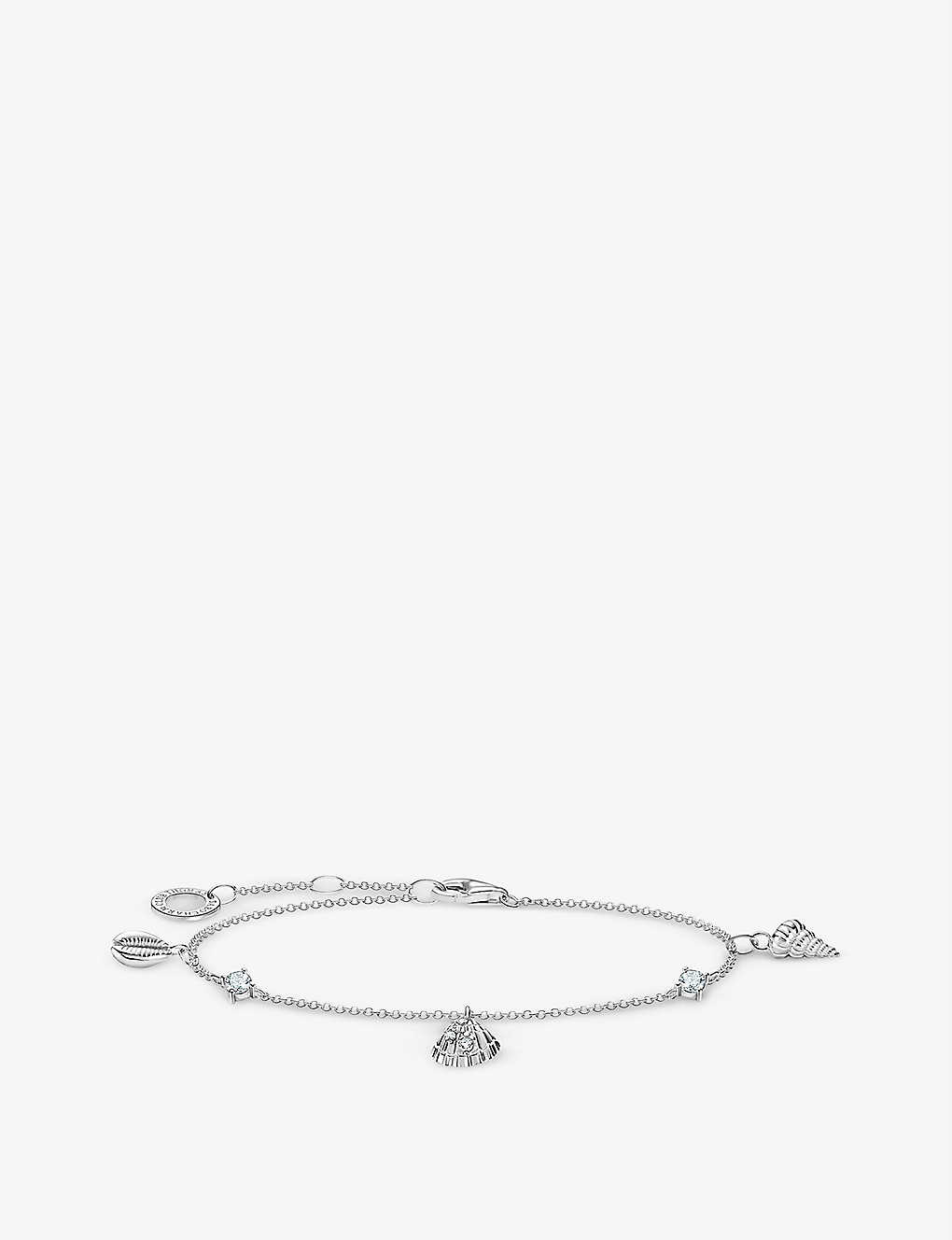 Thomas Sabo Shell-charm Sterling-silver And Cubic Zirconia Bracelet In White