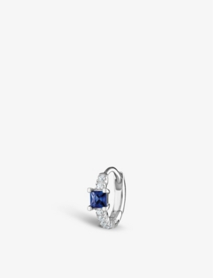 THOMAS SABO: Square sterling-silver, cubic zirconia and spinel single hoop earring