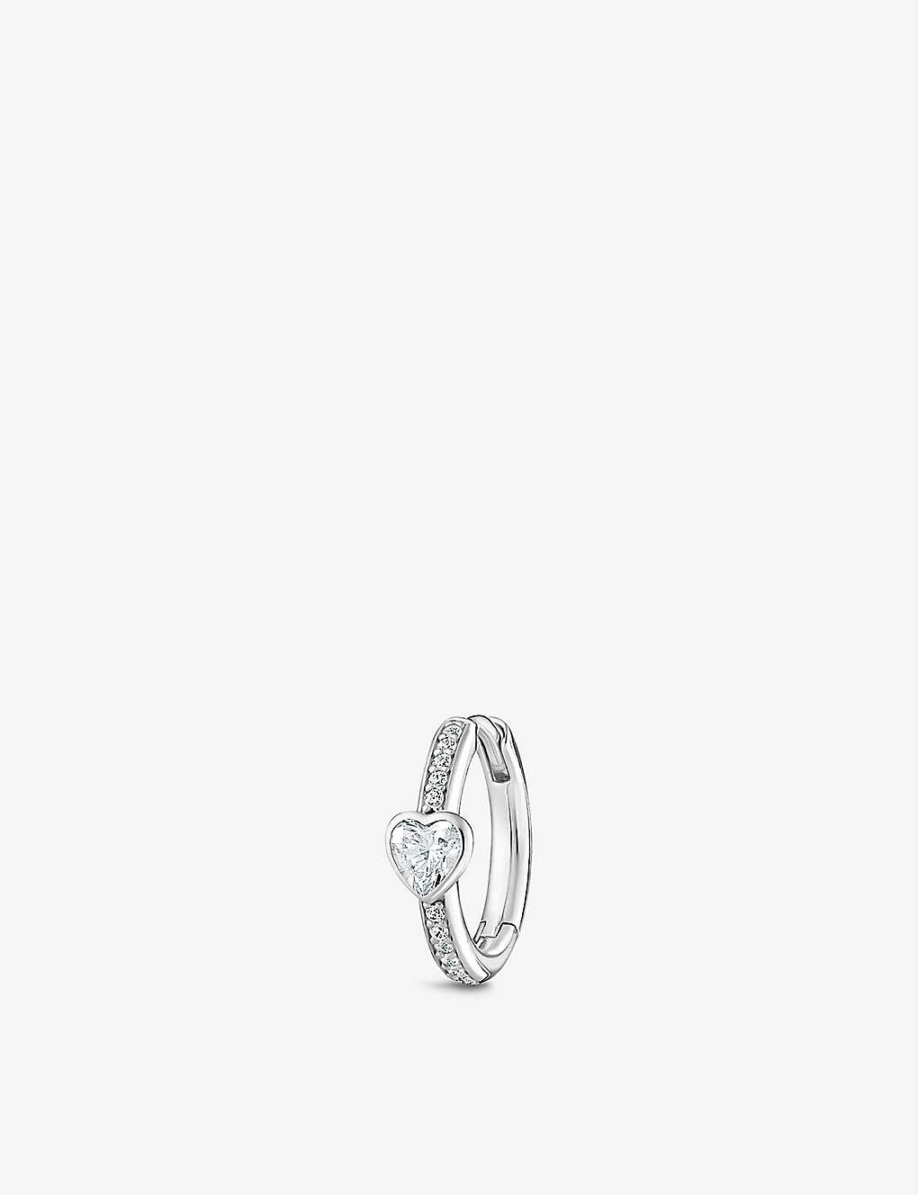 Thomas Sabo Heart Sterling-silver And Cubic Zirconia Single Hoop Earring In White