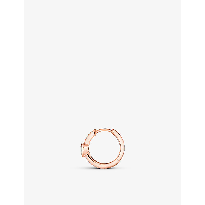Shop Thomas Sabo Women's White Heart 18ct Rose-gold Plated Sterling-silver And Zirconia Single Hoop Earri