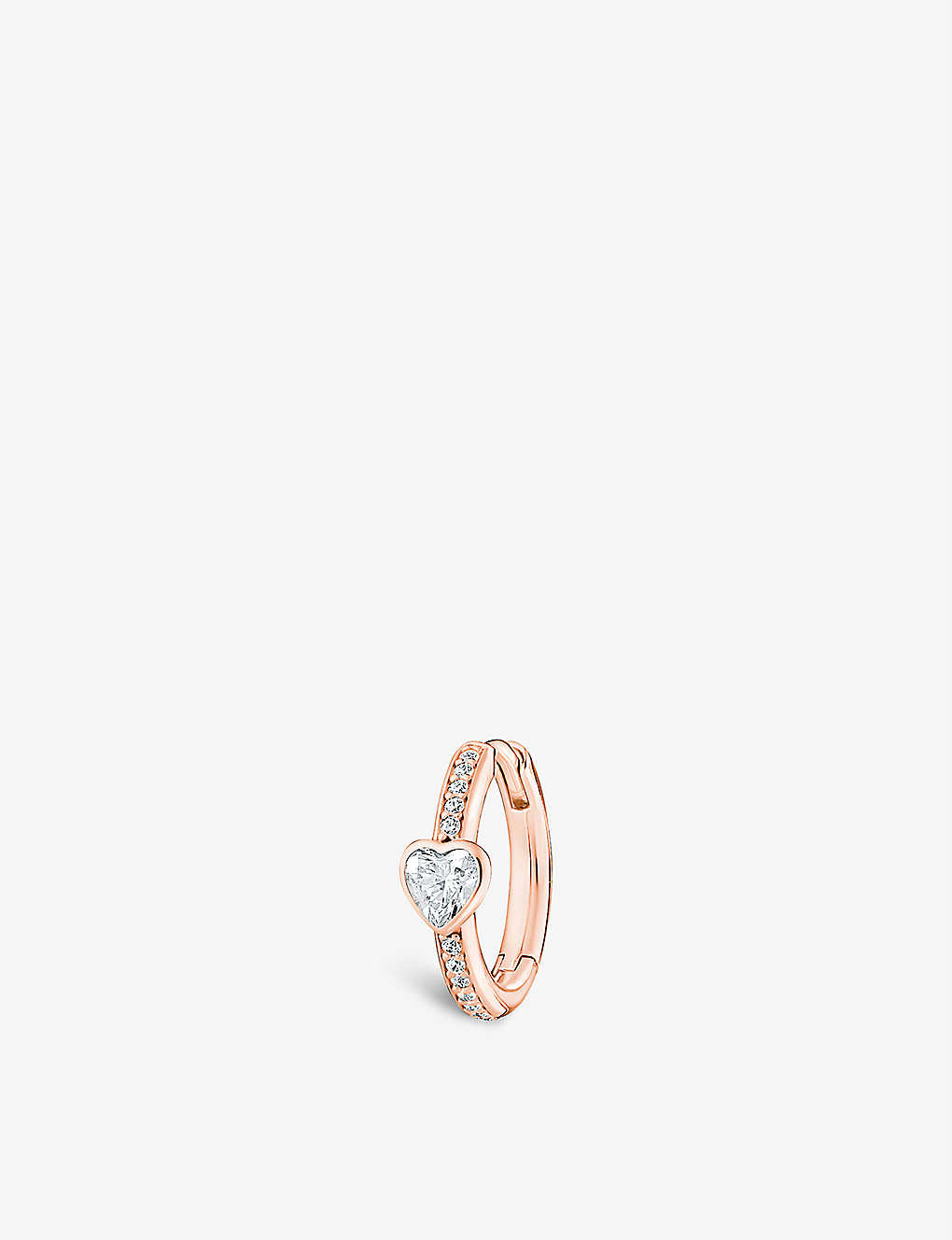 Thomas Sabo Heart 18ct Rose-gold Plated Sterling-silver And Zirconia Single Hoop Earring In White
