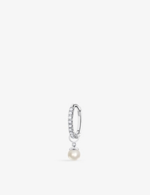 Thomas Sabo Women's White Pearl-pendant Sterling-silver, Zirconia And Freshwater-pearl Single Hoop E