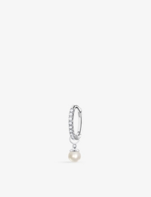Thomas Sabo Womens Pearl-pendant Sterling-silver, Zirconia And Freshwater-pearl Single Hoop Earring White