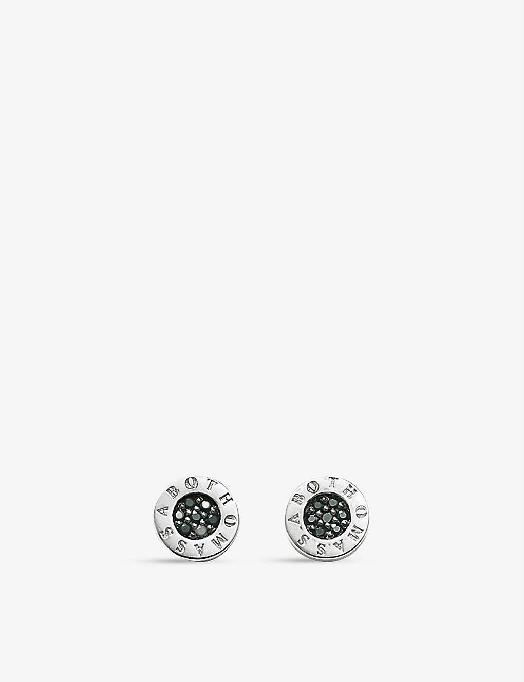 Thomas Sabo Logo-engraved Sterling-silver And Zirconia Stud Earrings In Black