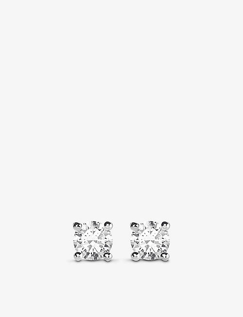THOMAS SABO: Hexagonal sterling-silver and cubic zirconia stud earrings