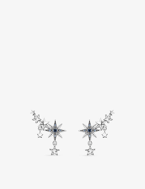THOMAS SABO: Royalty Star and Moon sterling-silver and zirconia climber earrings
